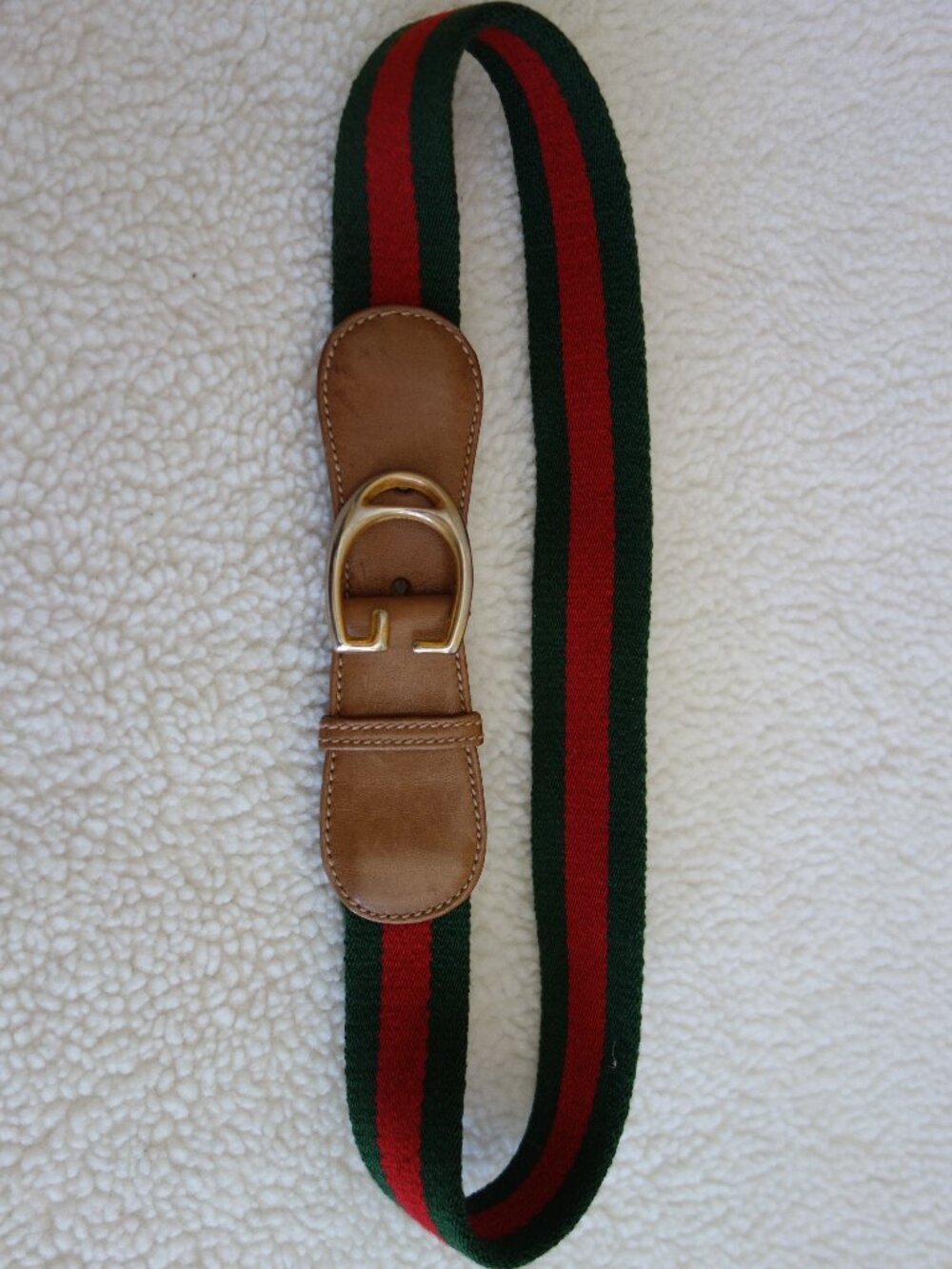 GUCCI Italy Classic Green Red Striping Leather Trim Belt – Youth 70 – 28 (US 24)